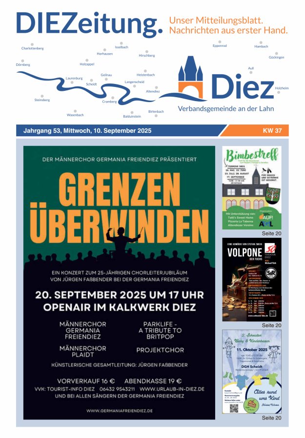 Mitteilungsblatt der Verbandsgemeinde Diez und der Ortsgemeinden Titelblatt 37/2025