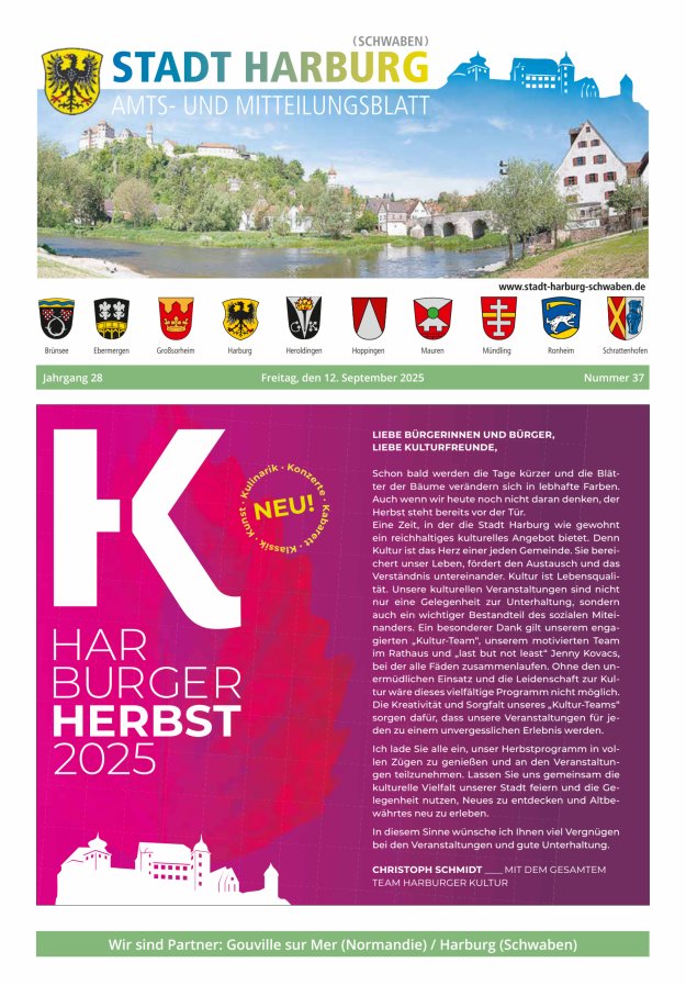 Amts- und Mitteilungsblatt der Stadt Harburg Titelblatt 37/2025