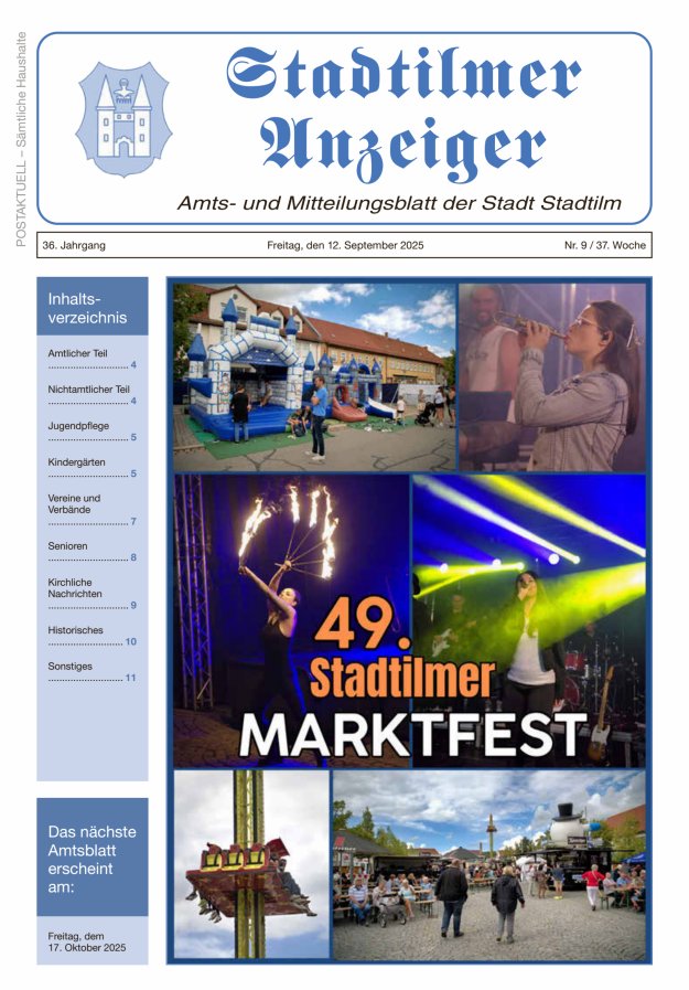 Stadtilmer Anzeiger Titelblatt 09/2025