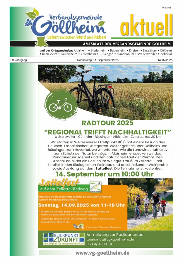 Verbandsgemeinde Göllheim aktuell Titelblatt 37/2025