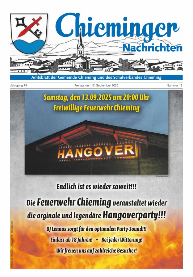 Chieminger Nachrichten Titelblatt 19/2025