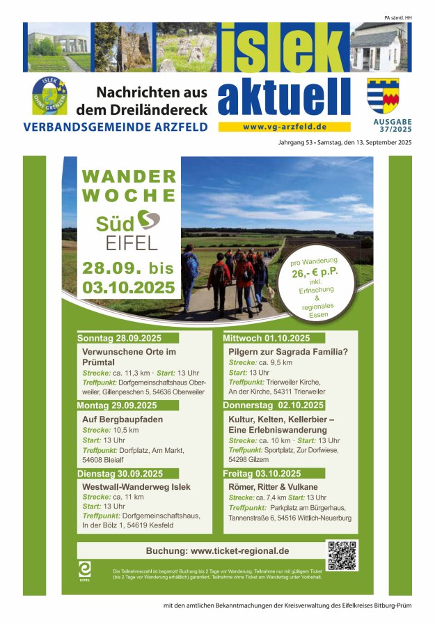 Islek aktuell VG Arzfeld Titelblatt 37/2025