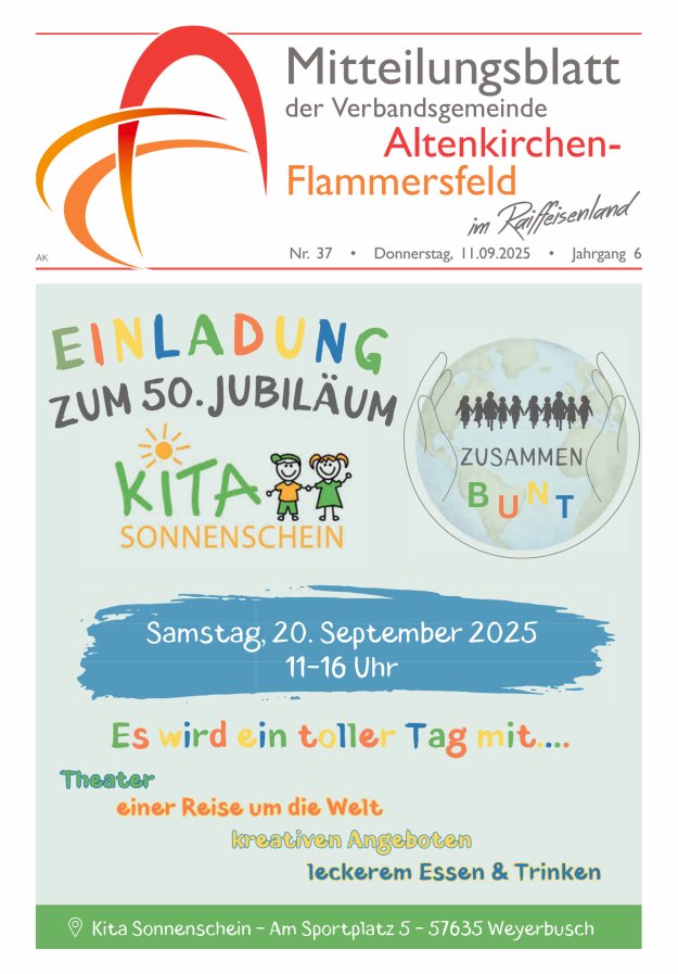 Mitteilungsblatt Verbandsgemeinde Altenkirchen-Flammersfeld Titelblatt 37/2025