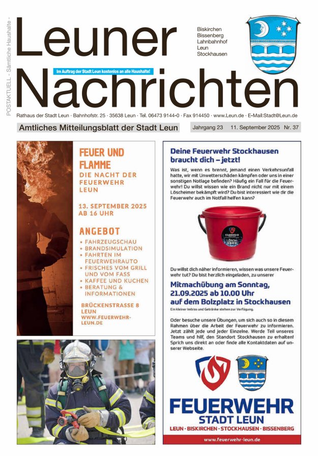 Leuner Nachrichten Titelblatt 37/2025