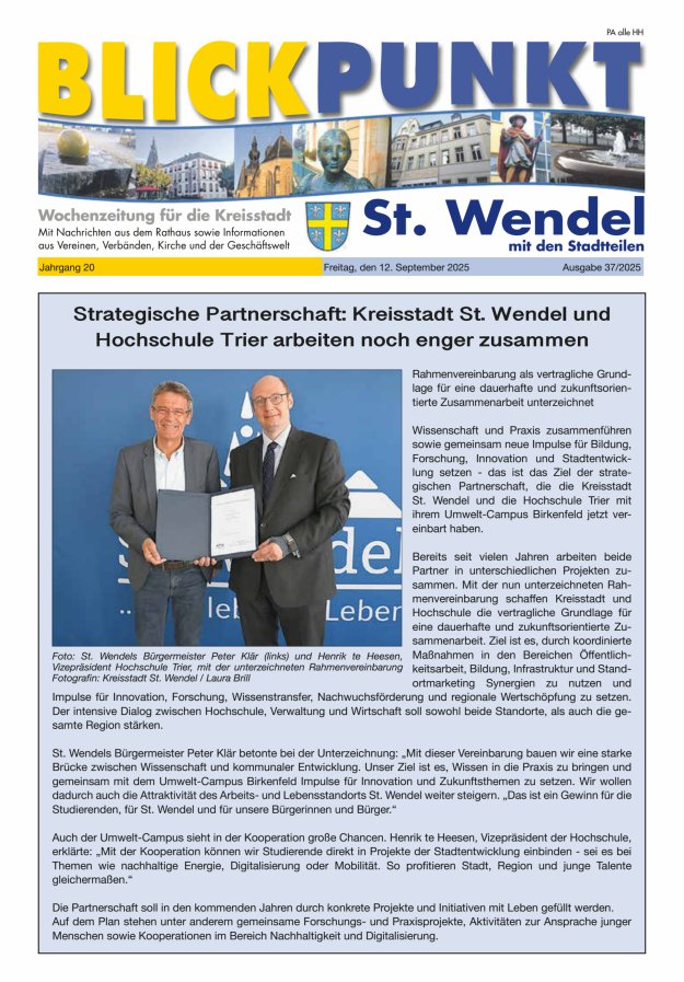 Blickpunkt St Wendel Titelblatt 37/2025