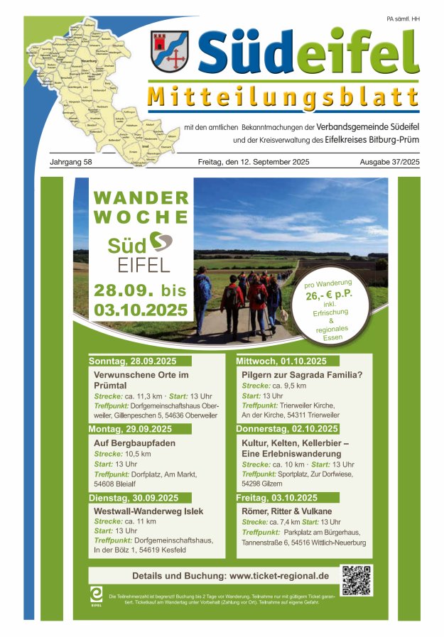Mitteilungsblatt Südeifel Titelblatt 37/2025