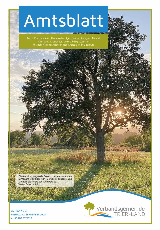 Amtsblatt VG Trier-Land Titelblatt 37/2025