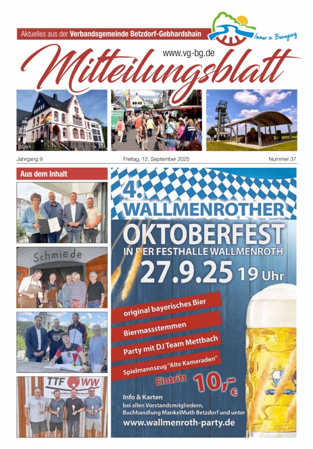 Aktuelles aus der VG Betzdorf-Gebhardshain Ausgabe Gebhardshain Titelblatt 37/2025