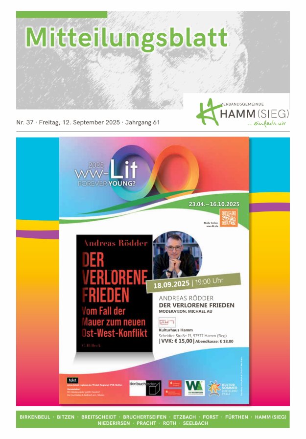 Mitteilungsblatt Hamm (Sieg) Titelblatt 37/2025