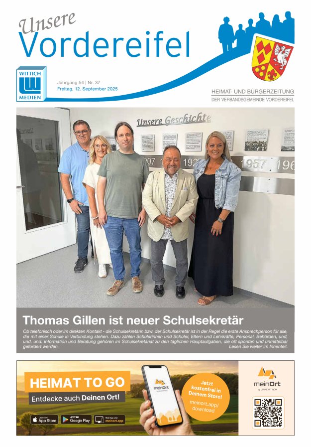Mitteilungsblatt Vordereifel - Heimat- u Bürgerzeitung der VG Vordereifel Titelblatt 37/2025
