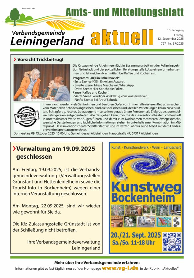 VG Leiningerland aktuell Titelblatt 37/2025