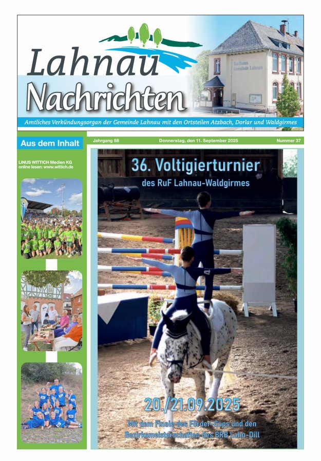 Lahnau Nachrichten Titelblatt 37/2025