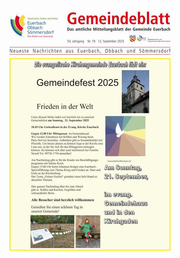 Gemeindeblatt der Gemeinde Euerbach Titelblatt 19/2025