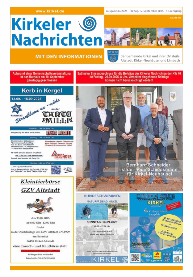 Kirkeler Nachrichten Titelblatt 37/2025