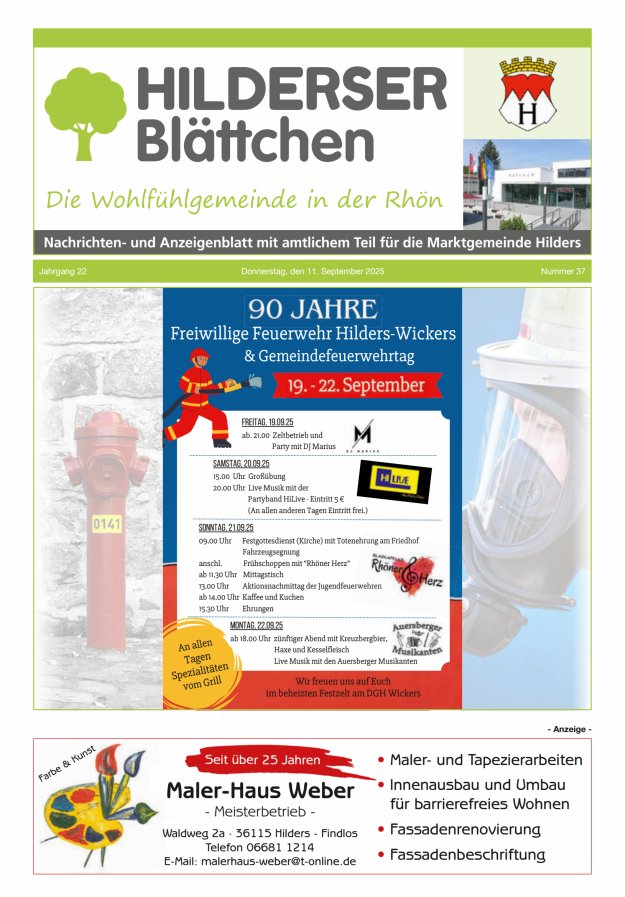 Hilderser Blättchen Titelblatt 37/2025