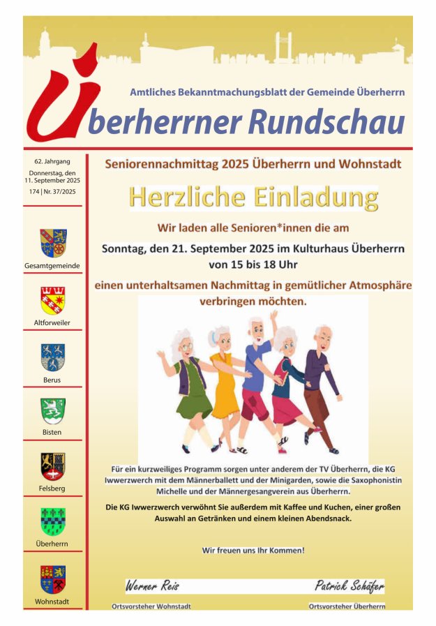 Überherrner Rundschau Titelblatt 37/2025