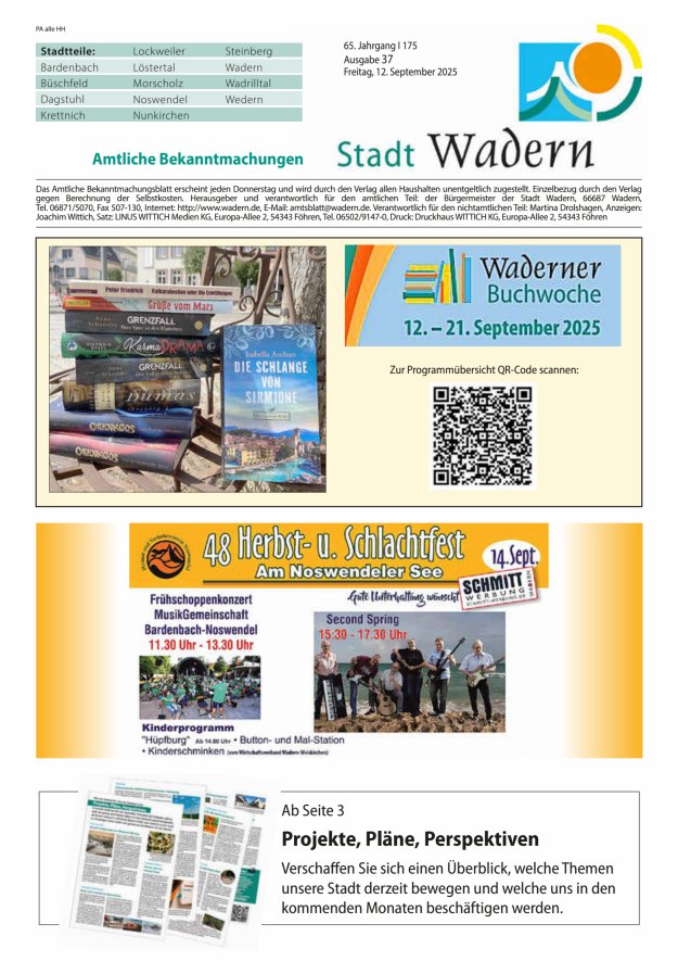 Stadt Wadern Titelblatt 37/2025