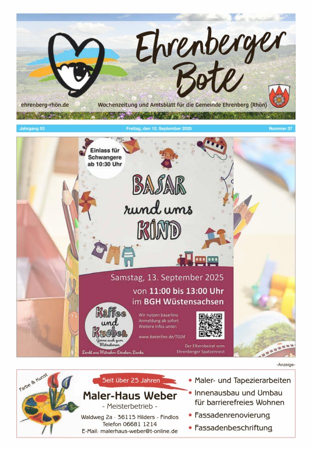 Ehrenberger Bote Titelblatt 37/2025