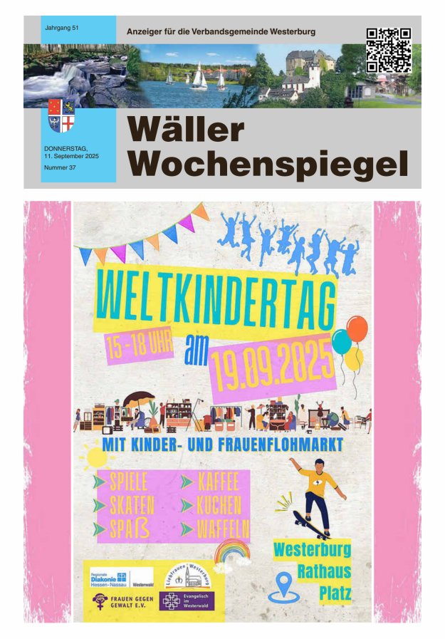 Wäller Wochenspiegel - Anzeiger für die Verbandsgemeinde Westerburg Titelblatt 37/2025