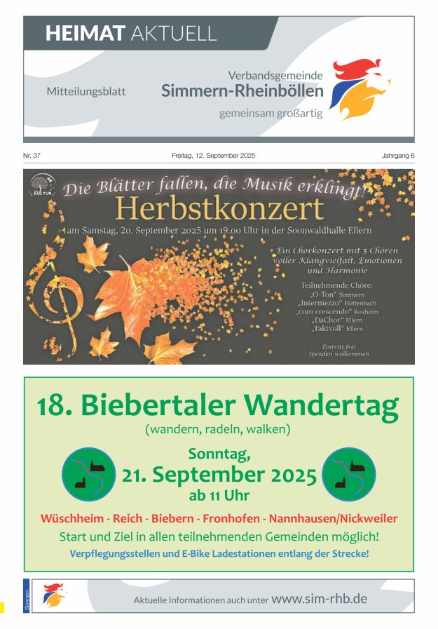 Heimat Aktuell - Mitteilungsbl der VG Simmern-Rheinböllen Ausg Simmern Titelblatt 37/2025