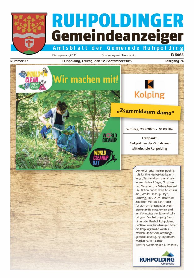 Ruhpoldinger Gemeindeanzeiger Titelblatt 37/2025