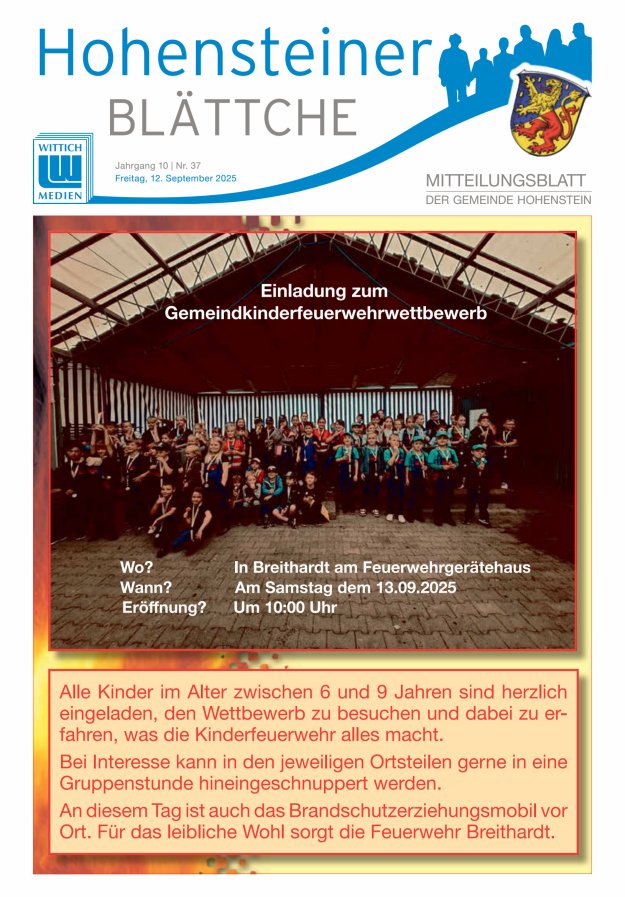 Hohensteiner Blättche Titelblatt 37/2025