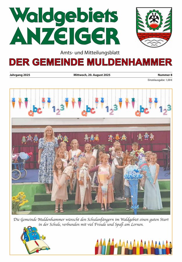 Waldgebietsanzeiger der Gemeinde Muldenhammer Titelblatt 08/2025