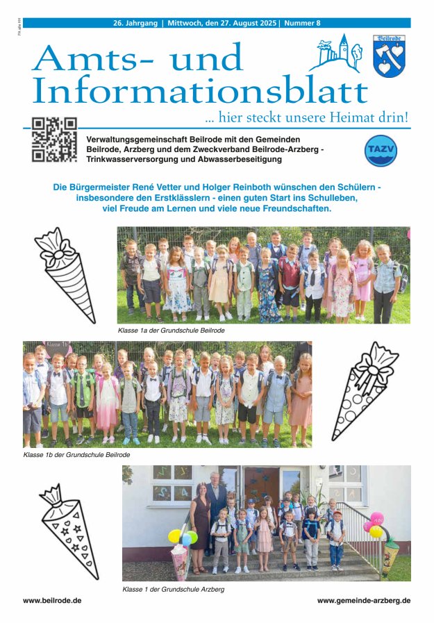 Amts- und Informationsblatt der Verwaltungsgemeinschaft Beilrode Titelblatt 08/2025