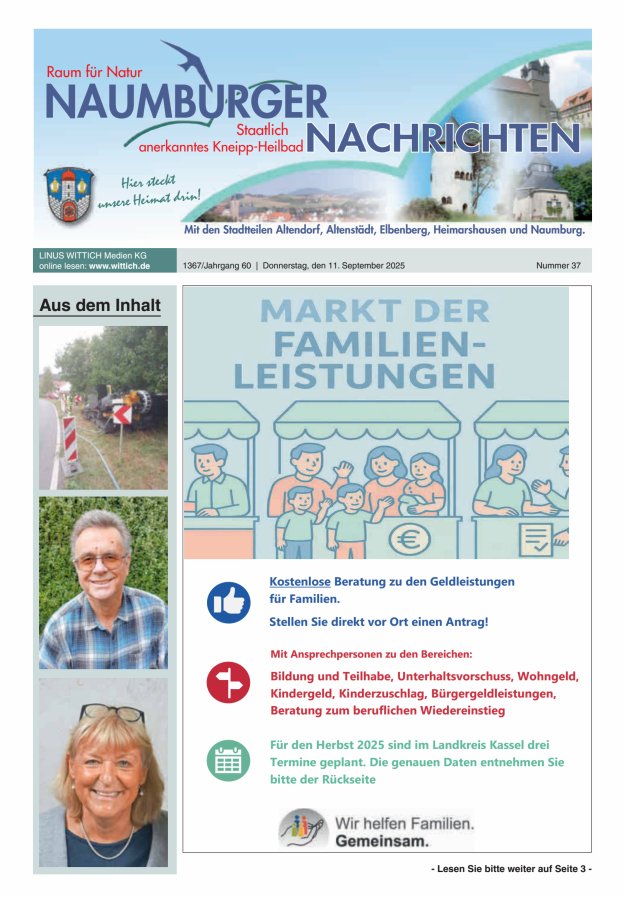 Naumburger Nachrichten Titelblatt 37/2025