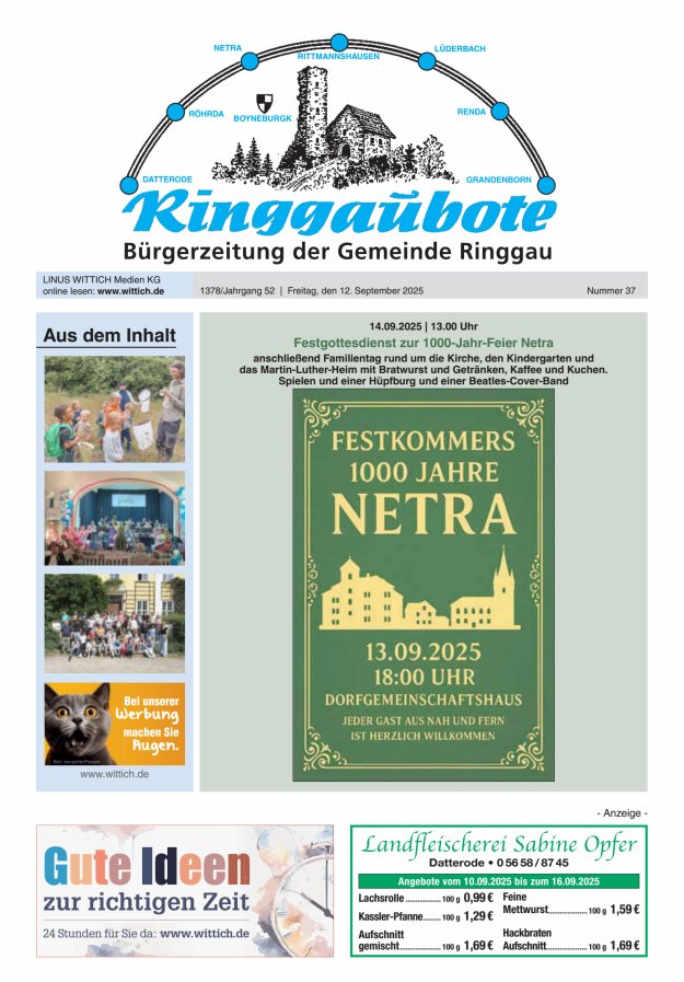 Ringgaubote Titelblatt 37/2025