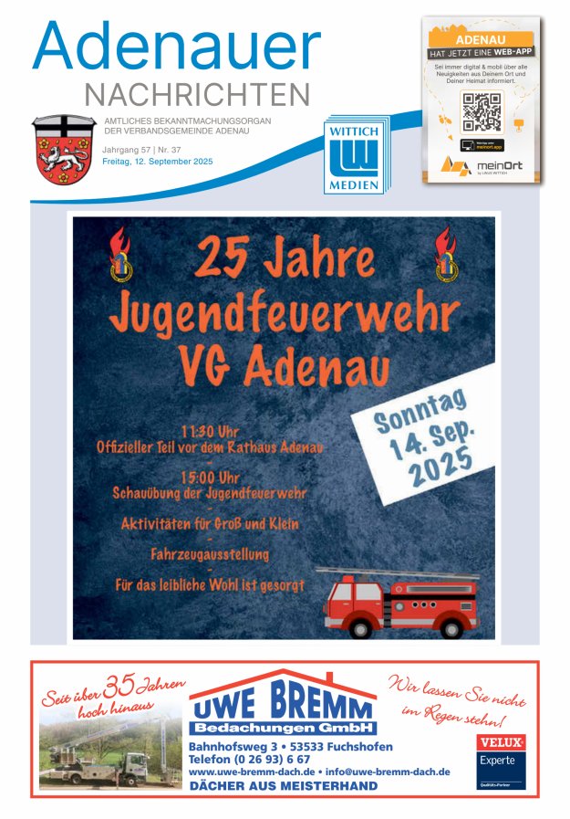 Adenauer Nachrichten Titelblatt 37/2025
