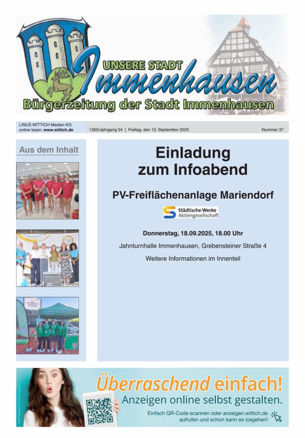 Unsere Stadt Immenhausen Titelblatt 37/2025