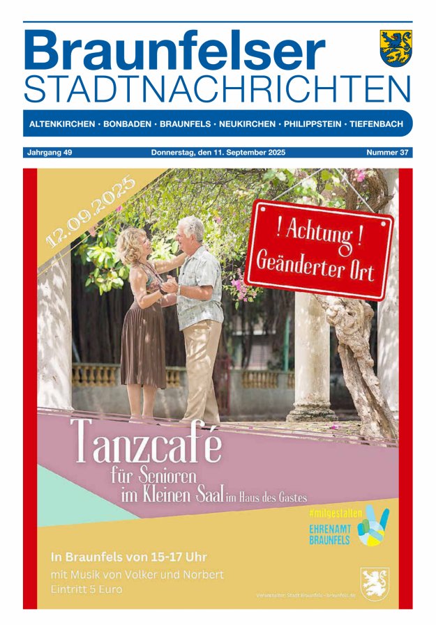 Braunfelser Stadtnachrichten Titelblatt 37/2025