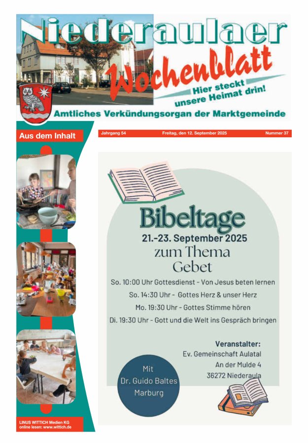 Niederaulaer Wochenblatt Titelblatt 37/2025