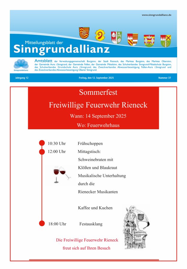 Mitteilungsblatt der Sinngrundallianz Titelblatt 37/2025