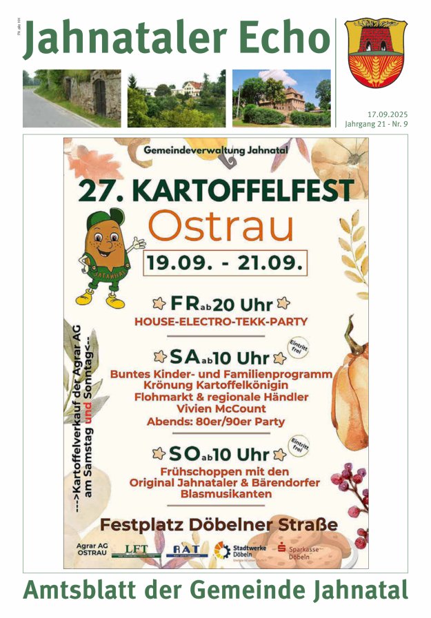 Jahnataler Echo - Amtsblatt der Gemeinde Jahnatal Titelblatt 09/2025