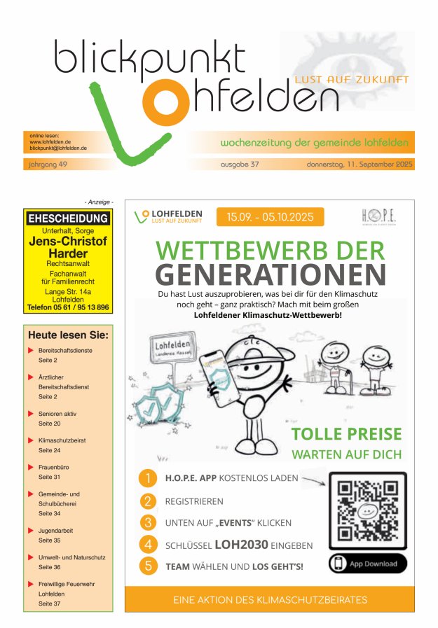 Blickpunkt Lohfelden Titelblatt 37/2025