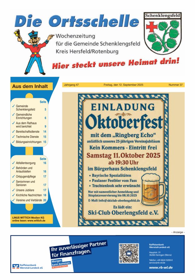 Die Ortsschelle Titelblatt 37/2025