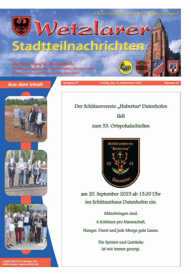 Wetzlarer Stadtteilnachrichten Titelblatt 37/2025
