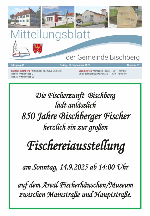 Mitteilungsblatt der Gemeinde Bischberg Titelblatt 37/2025