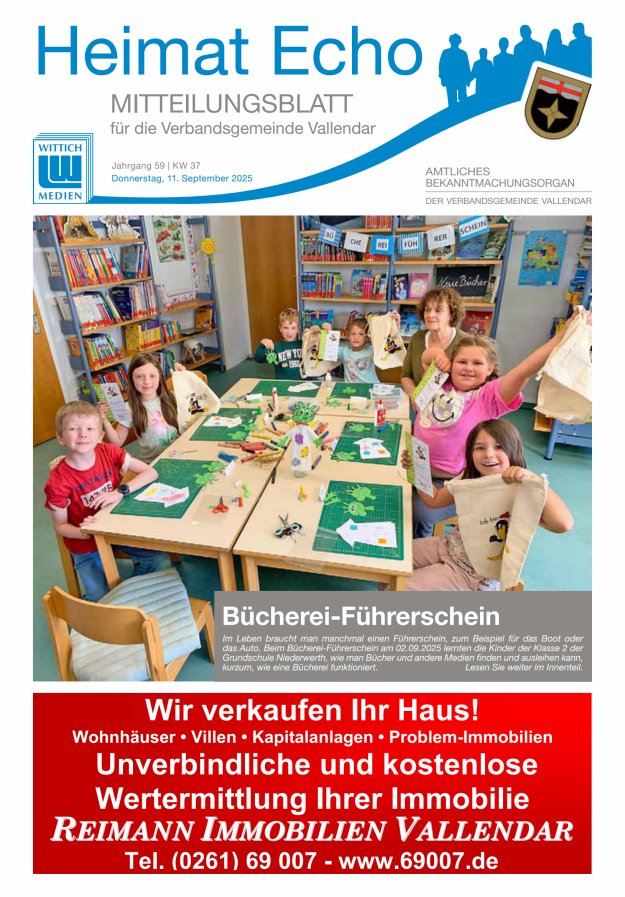Heimat-Echo - Heimat- und Bürgerzeitung Verbandsgemeinde Vallendar Titelblatt 37/2025