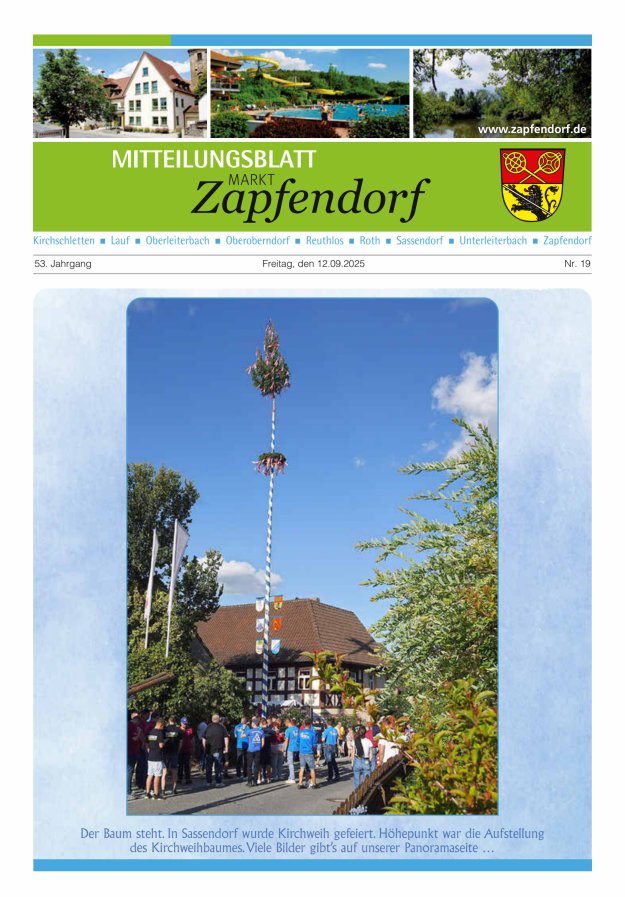 Mitteilungsblatt Markt Zapfendorf Titelblatt 19/2025