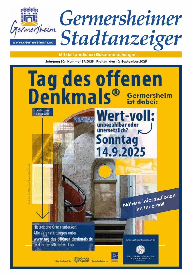 Germersheimer Stadtanzeiger Titelblatt 37/2025