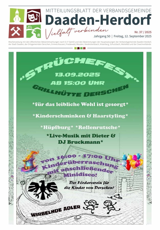 Mitteilungsblatt der Verbandsgemeinde Daaden-Herdorf Titelblatt 37/2025