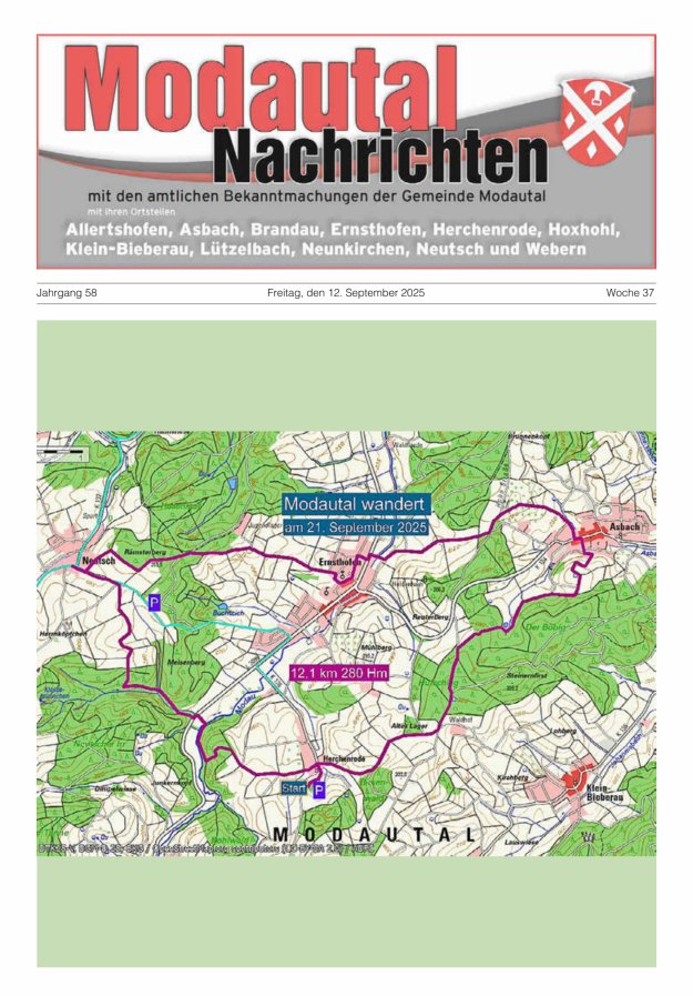 Modautal-Nachrichten Titelblatt 37/2025