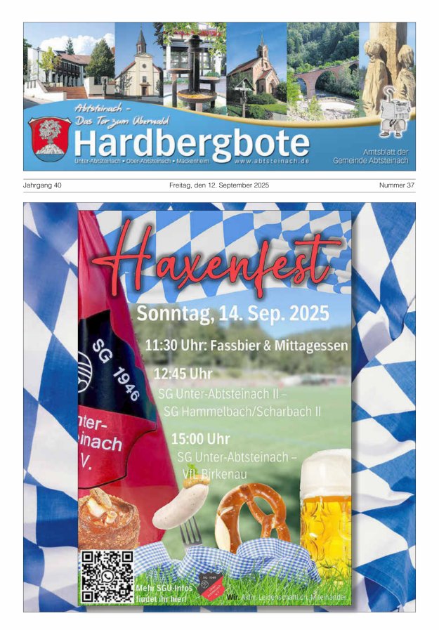 Hardbergbote - Mitteilungsblatt der Gemeinde Abtsteinach Titelblatt 37/2025
