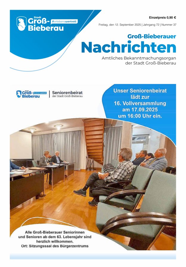 Groß-Bieberauer Nachrichten Titelblatt 37/2025