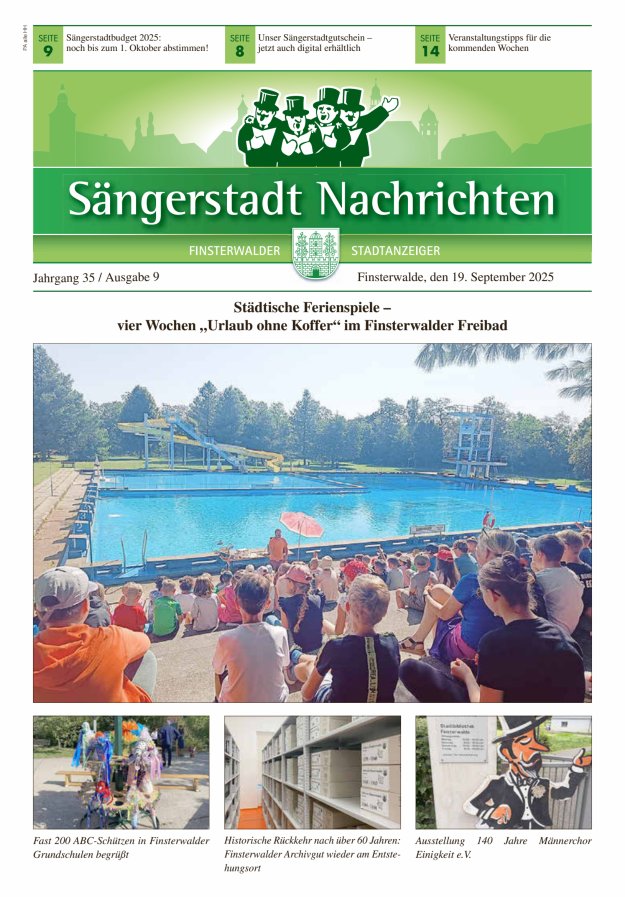Sängerstadt Nachrichten  Titelblatt 09/2025