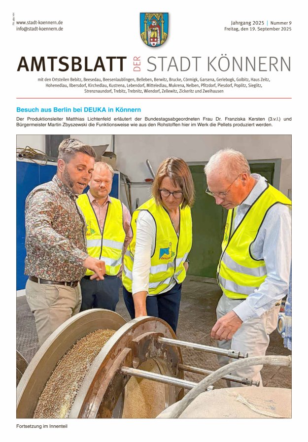 Anzeiger für die Stadt Könnern Titelblatt 09/2025