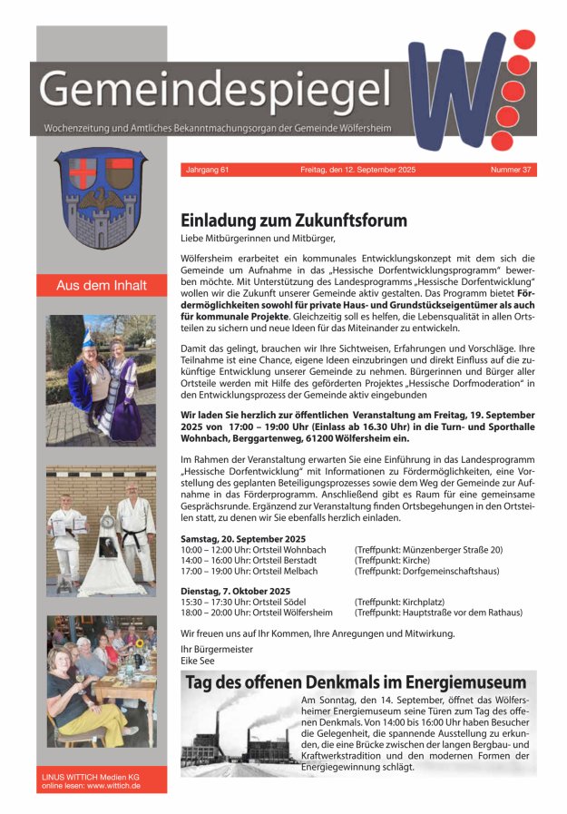 Der Gemeindespiegel Titelblatt 37/2025